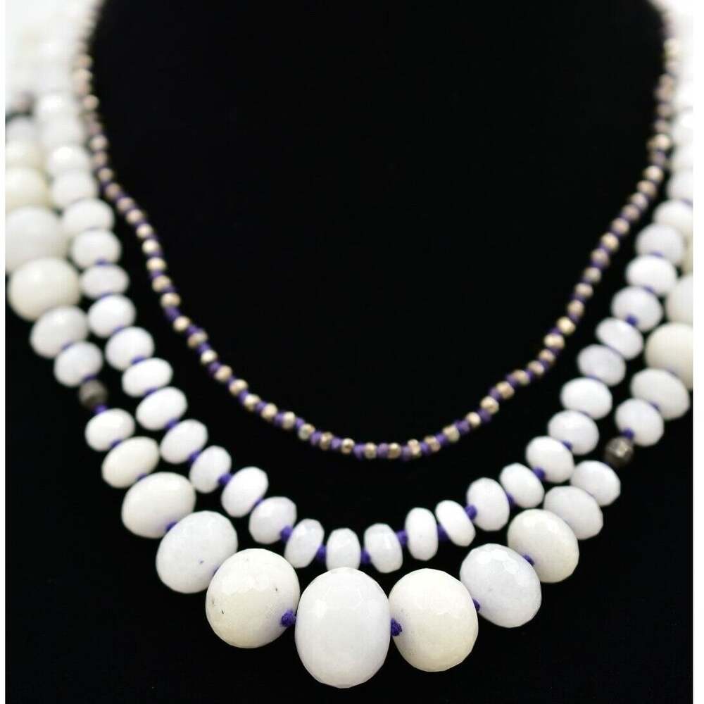 Chan Luu 925 Silver Beaded Necklace Precious Stones Chunky Designer Signed Bin5
